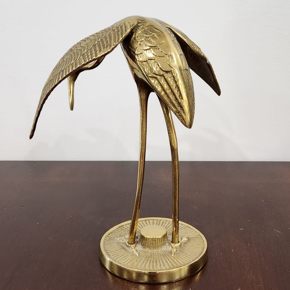 Mid Century Brass Crane Heron Bird Ornament Iconic Vintage Retro Home Decor 1950